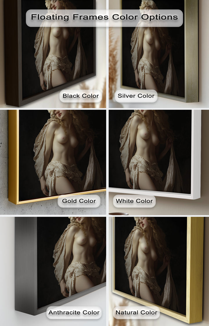 Moonlit Reverie – Classical Nude with Floral Crown Oil Painting