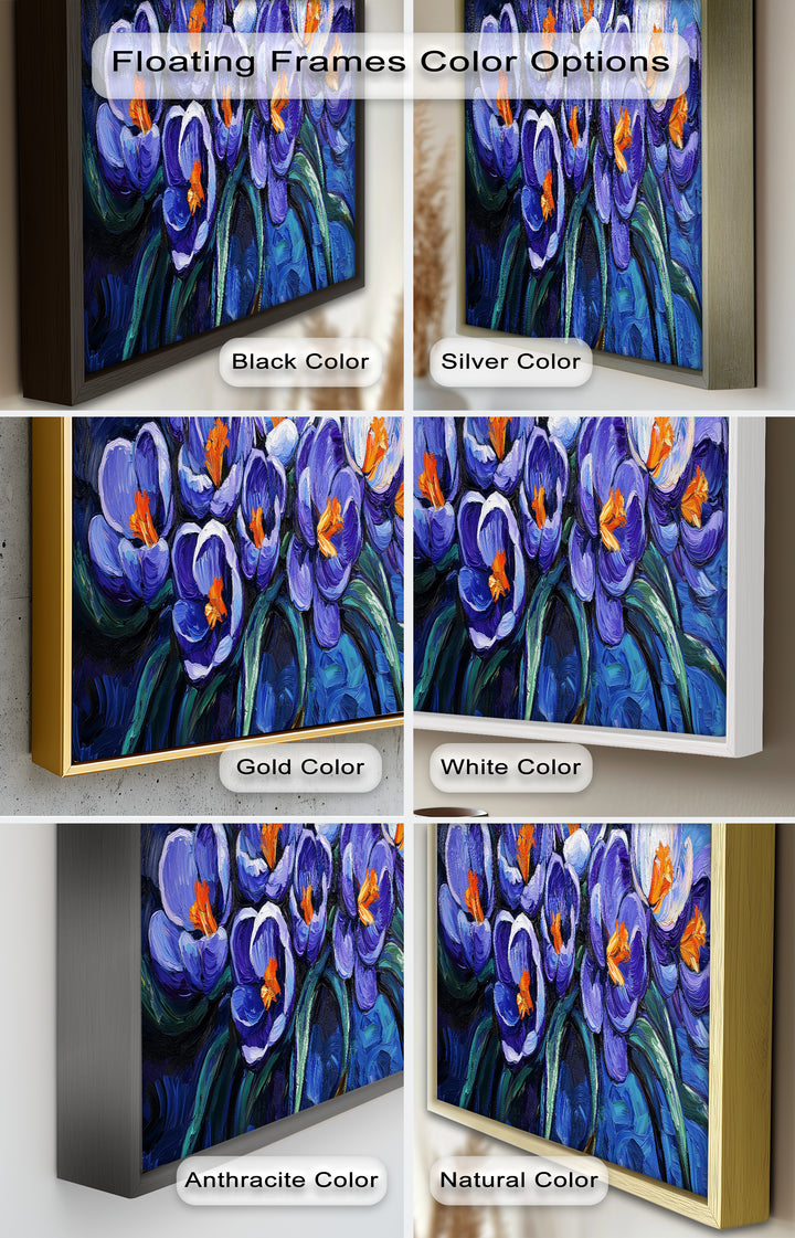 Crocus Flowers in Blue and Violet Hues - Flower Oil Painting