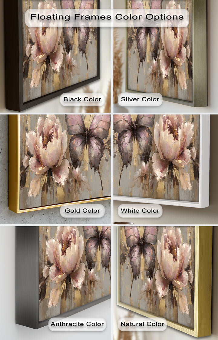 Elegant Butterfly and Peony – Pastel Floral Oil Painting
