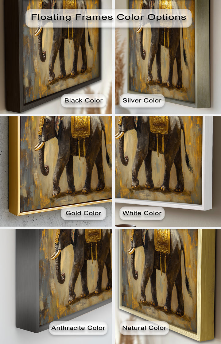 Elephant with Golden Saddle - Animal Oil Painting