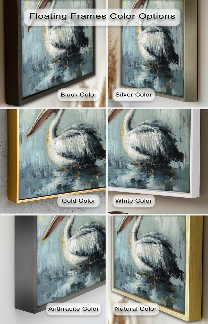 White Pelican Resting by the Water - Animal Oil Painting