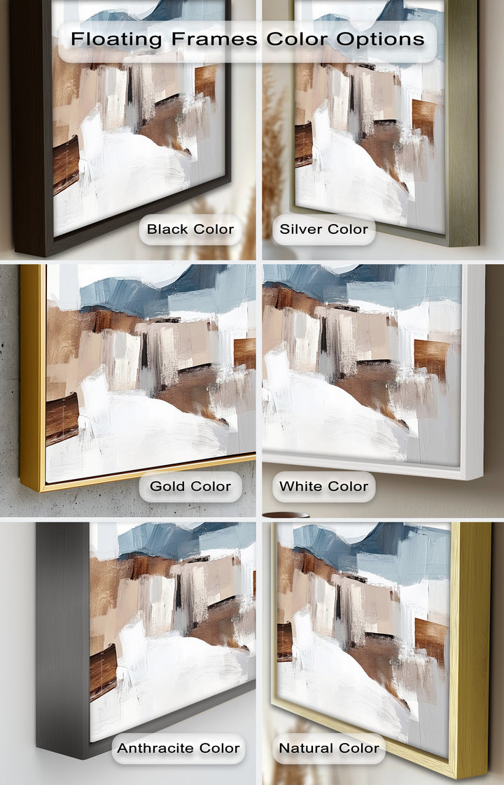 Muted Horizon Layers – Mountain Landscape Abstract Oil Painting