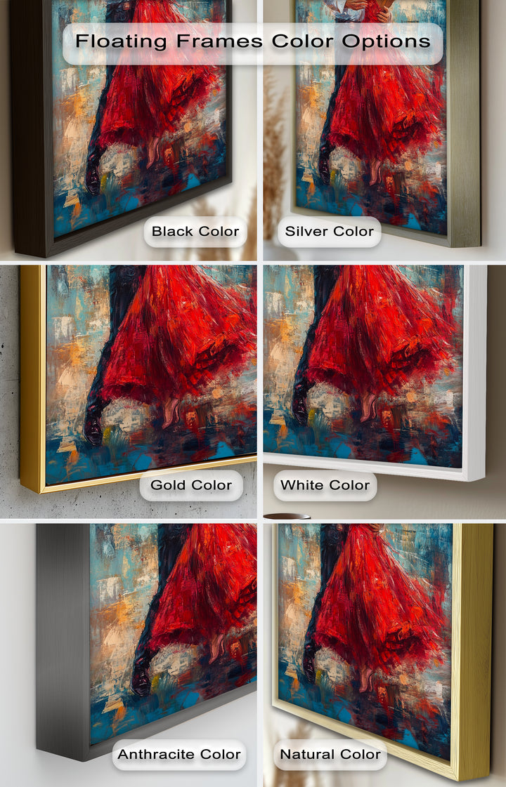 Flamenco Fire – Romantic Couple in Red Dress Oil Painting