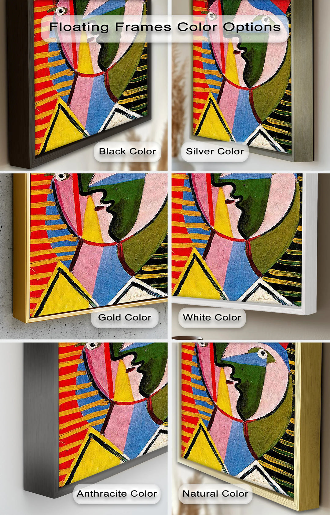 Split Gaze – Colorful Abstract Portrait Picasso Oil Painting - MyPhotoStation