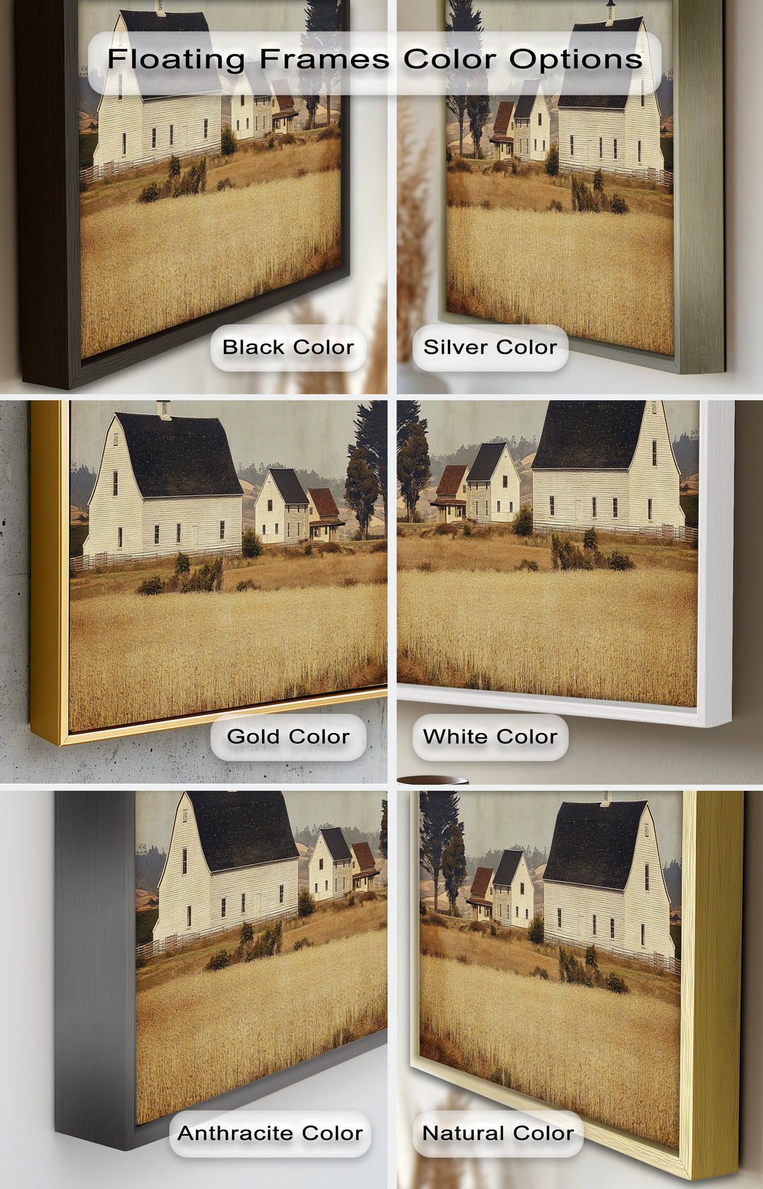 Farmhouse Landscape – Vintage Country Barn Oil Paintings