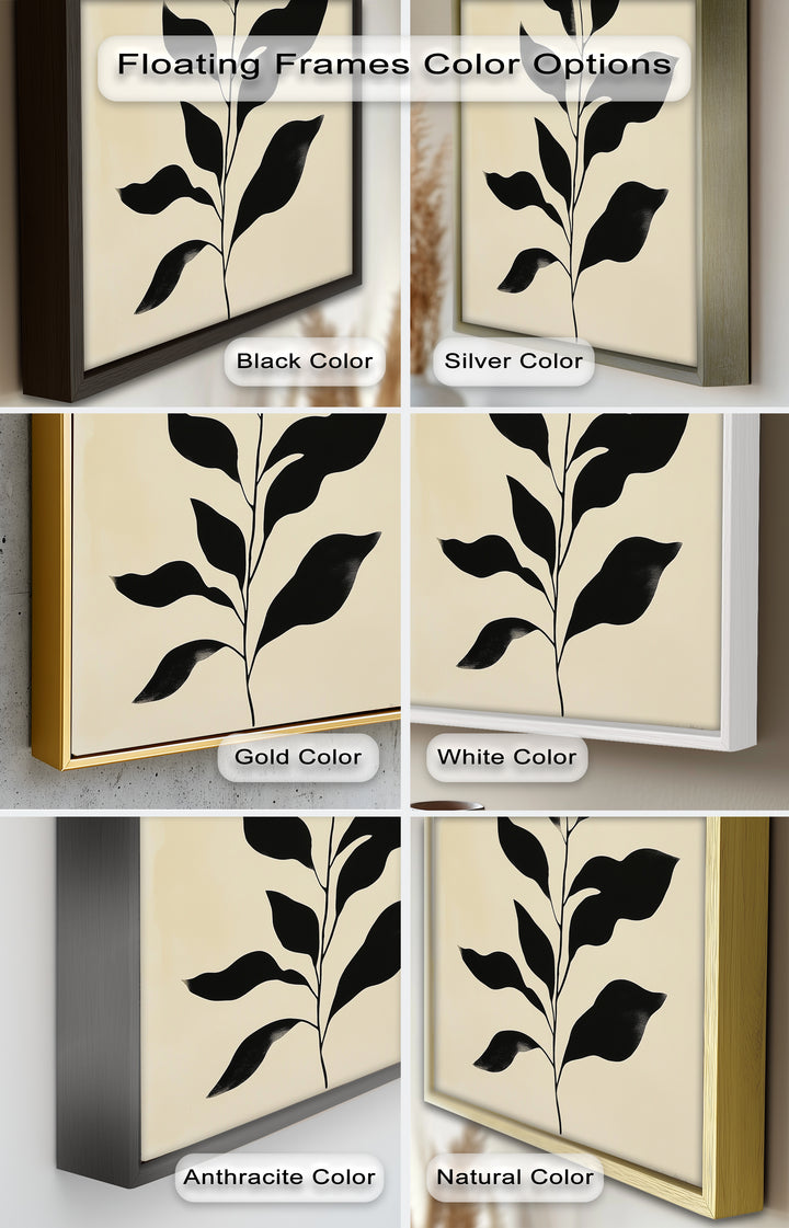 Black Botanical Minimalism – Monochrome Oil Painting