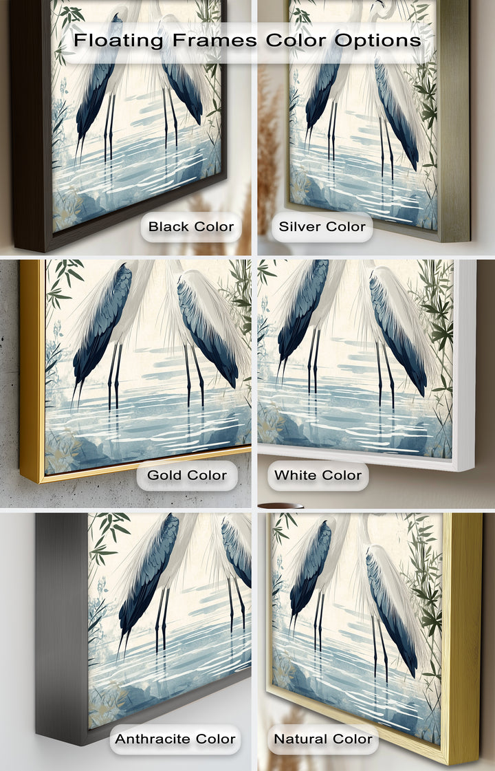 Twin Herons in Harmony – Bird Oil Painting