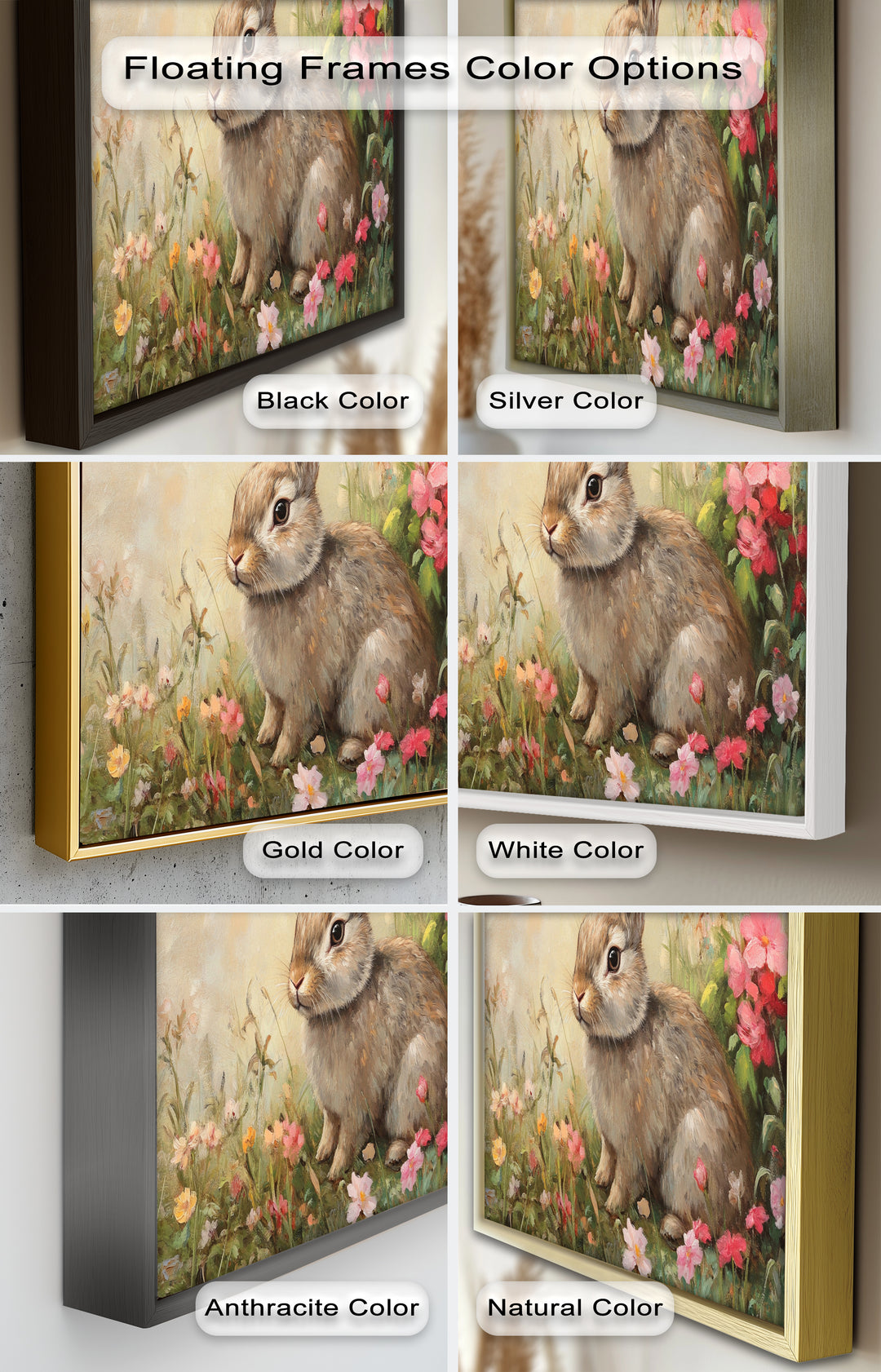 Curious Bunny Among Spring Blossoms – Animal Oil Painting