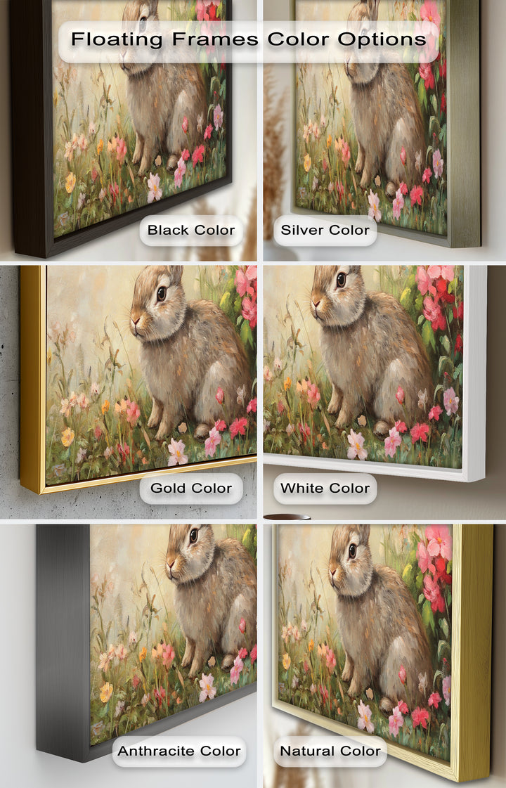 Curious Bunny Among Spring Blossoms – Animal Oil Painting