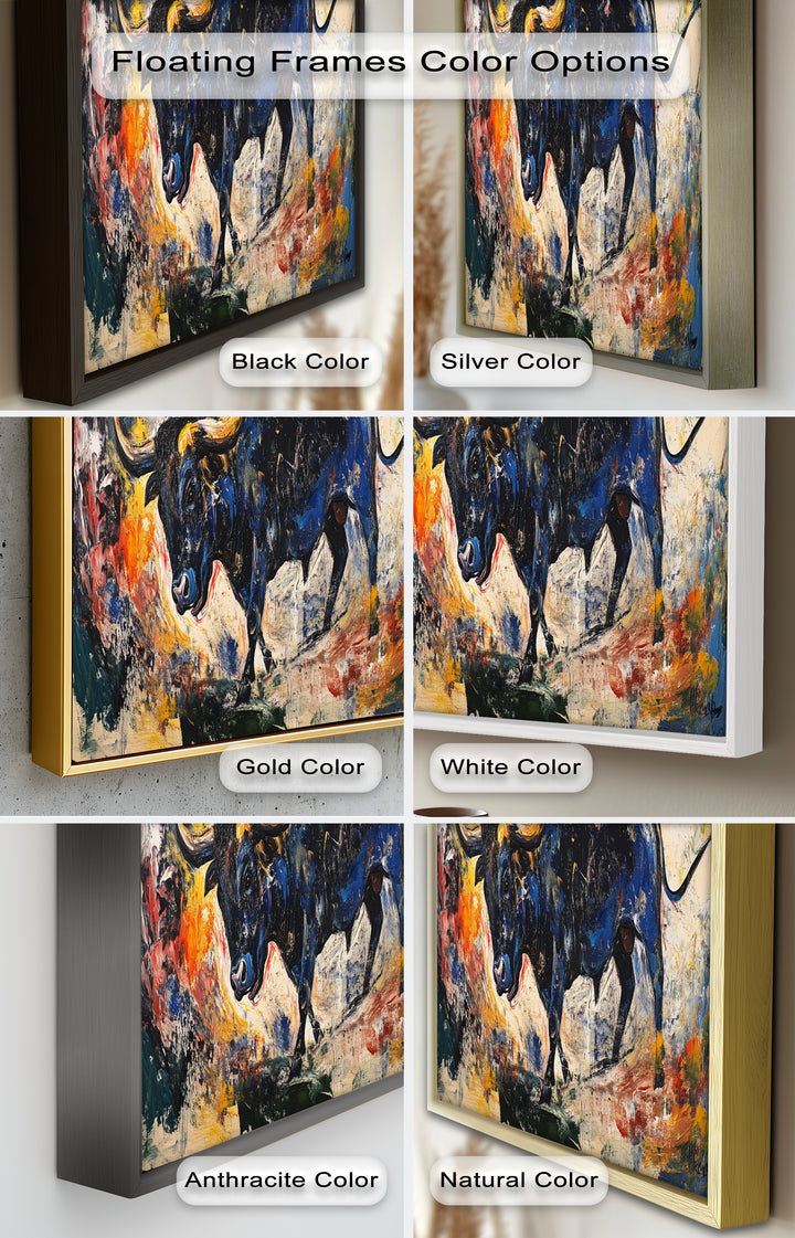 Power in Motion – Expressionist Bull Oil Painting