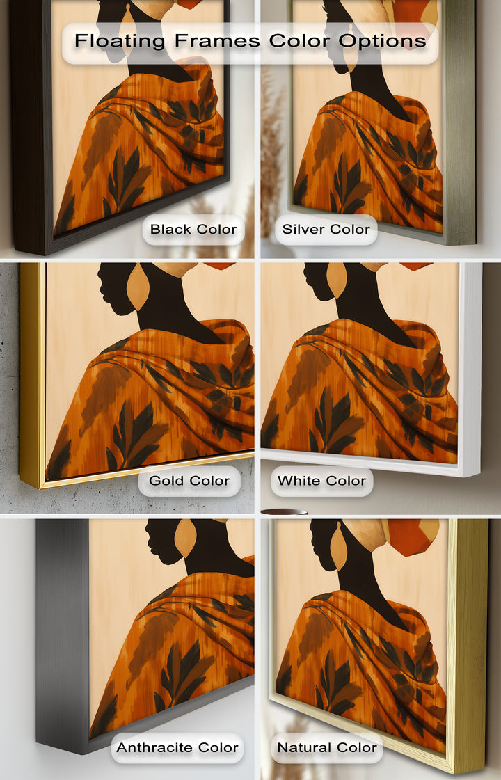 Afrikanische Frau Silhouette Kunst - Gerahmtes Ölgemälde