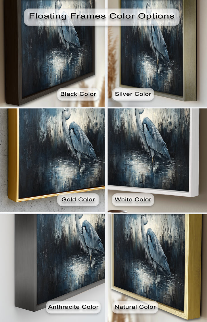 Heron in Misty Marshland – Animal Oil Painting