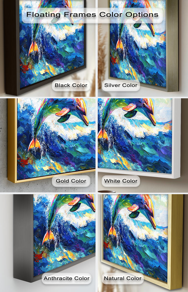 Dolphin Leaping Through Ocean Waves – Animal Oil Painting
