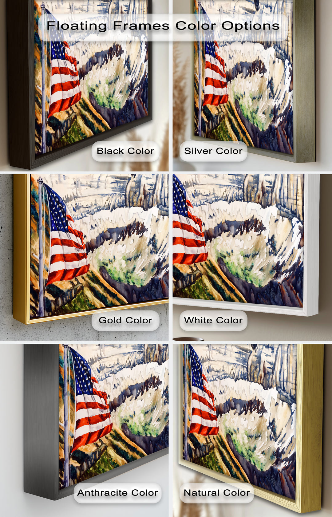 Amerikanische Flagge und Weißkopfseeadler - Patriotisches Ölgemälde