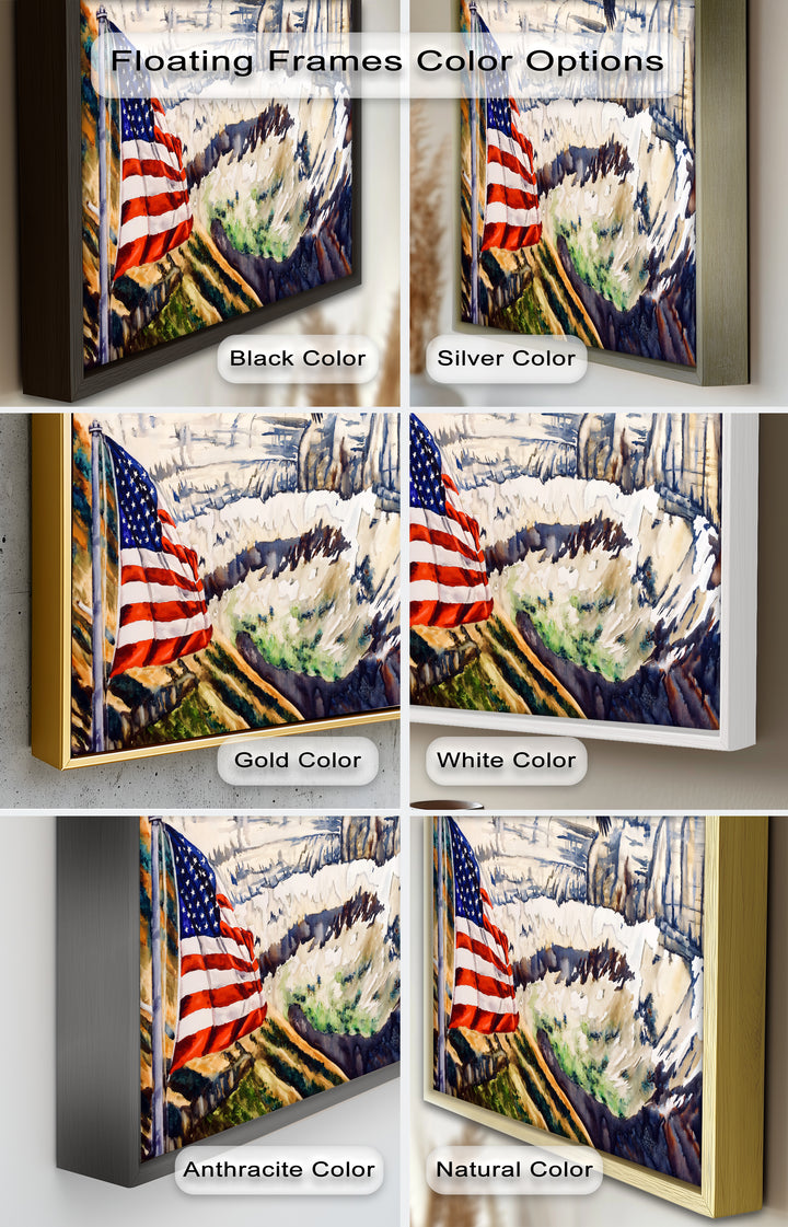 Amerikanische Flagge und Weißkopfseeadler - Patriotisches Ölgemälde