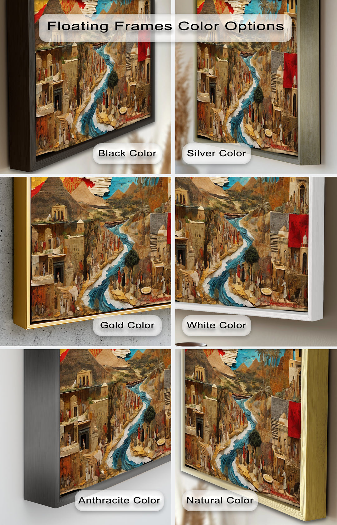 River of Time – Ancient Civilization Collage Picasso Oil Painting