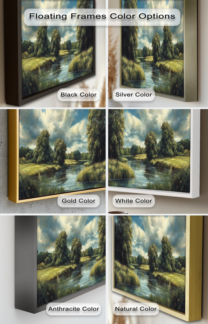 River Landscape Painting – Framed Oil Painting