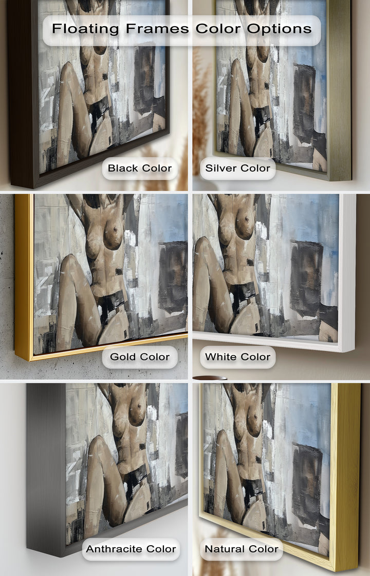 Urban Solitude – Contemporary Nude Oil Painting in Monochrome Hues