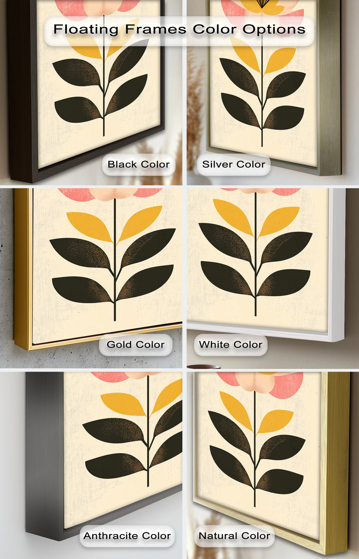 Mid-Century Bloom – Retro Floral Minimalist Wall Art Oil Painting