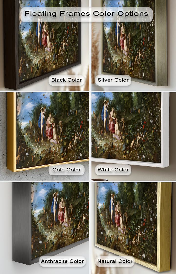 The Garden of Earthly Light – Mythological Forest Scene Oil Painting