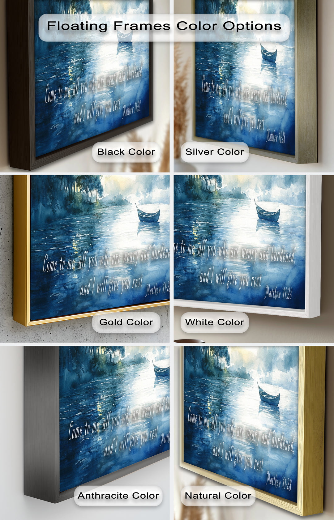 Matthew 11:28 – Find Rest in Christ Bible Verse Oil Painting