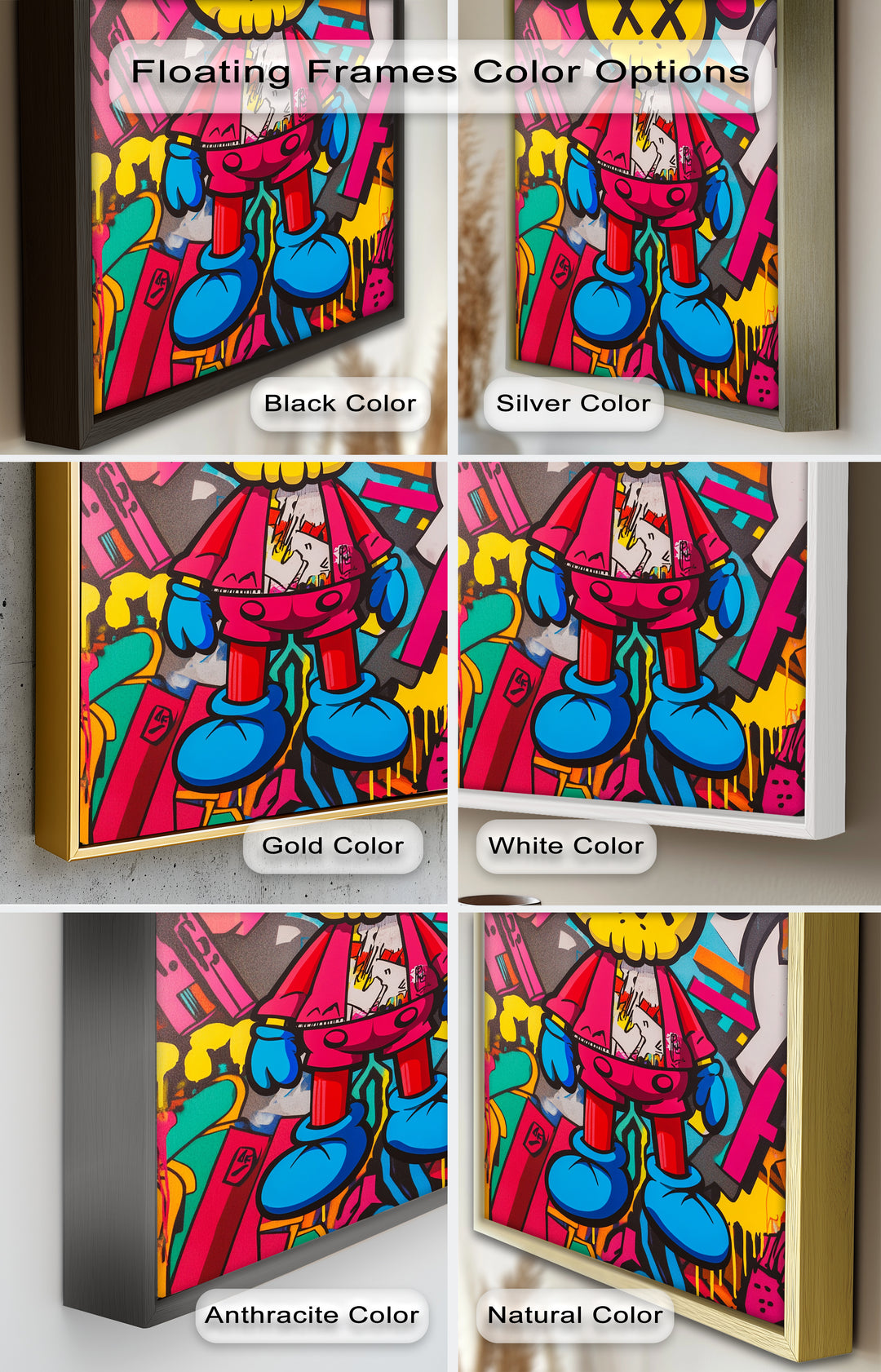 Neon Rebellion – KAWS Graffiti Ölgemälde