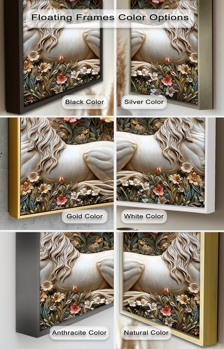 Rock Texture Flower Horse – Elegant Equine Oil Painting