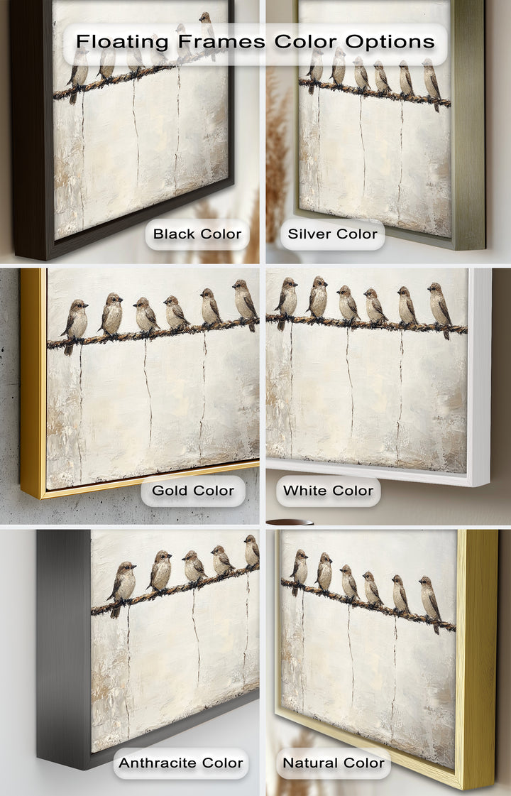 Six Birds in Stillness – Animal Oil Painting
