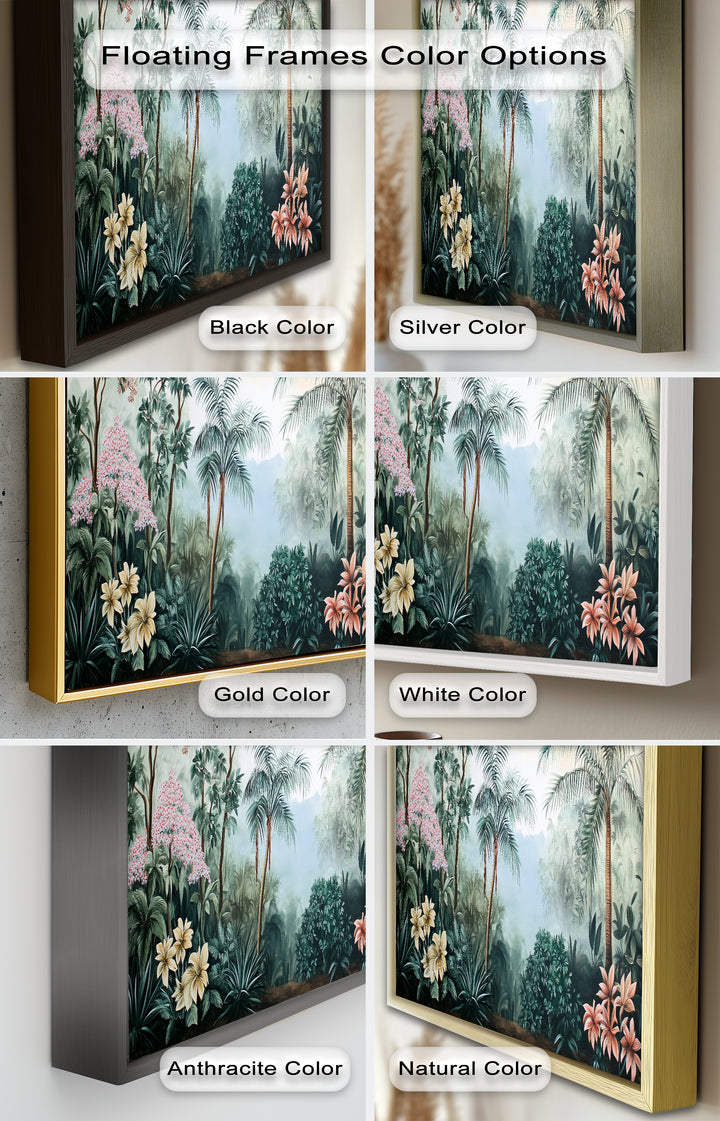 Floral Tropics Oasis – Palm Tree Oil Painting