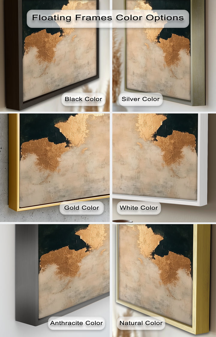 Golden Drift – Minimalistisches abstraktes Ölgemälde in Gold und Dunkelgrün