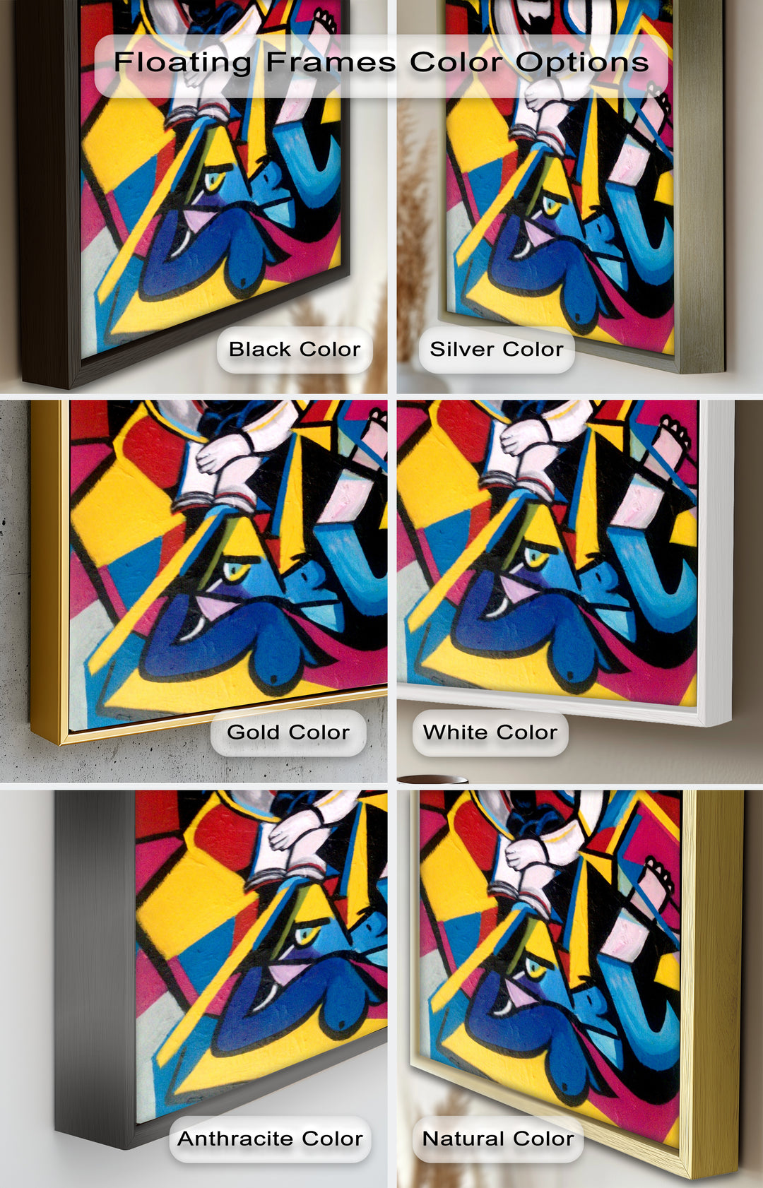 Cubist Woman with Cat Wall Art – Abstract Oil Painting