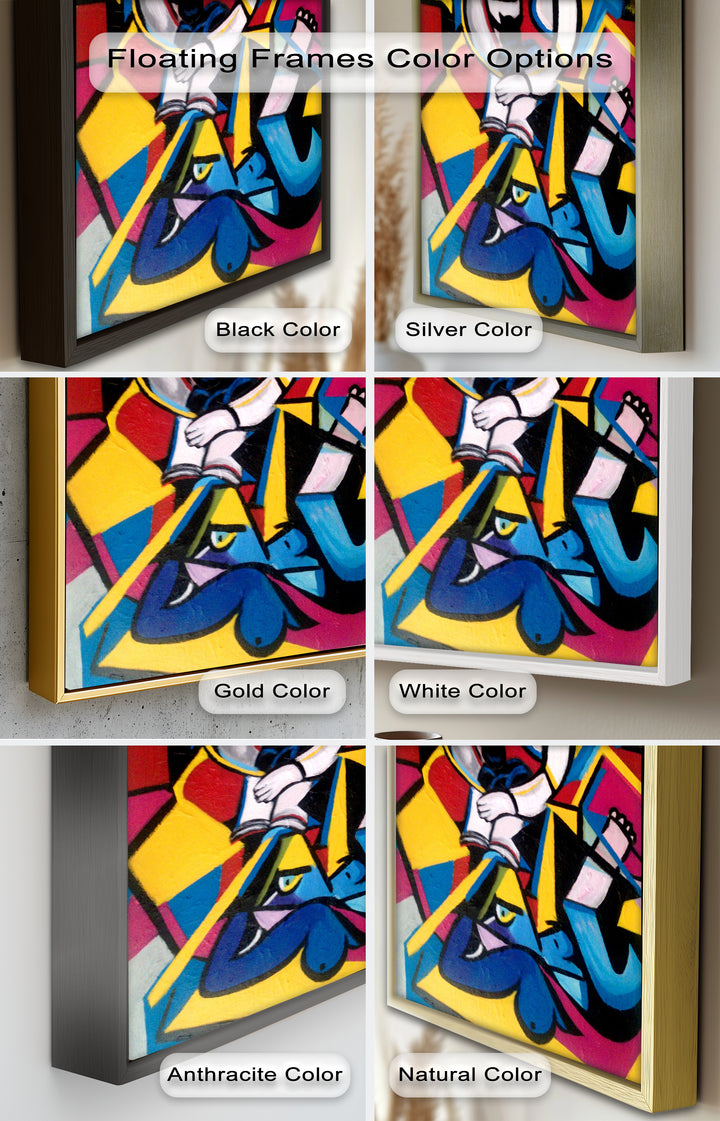 Cubist Woman with Cat Wall Art – Abstract Oil Painting