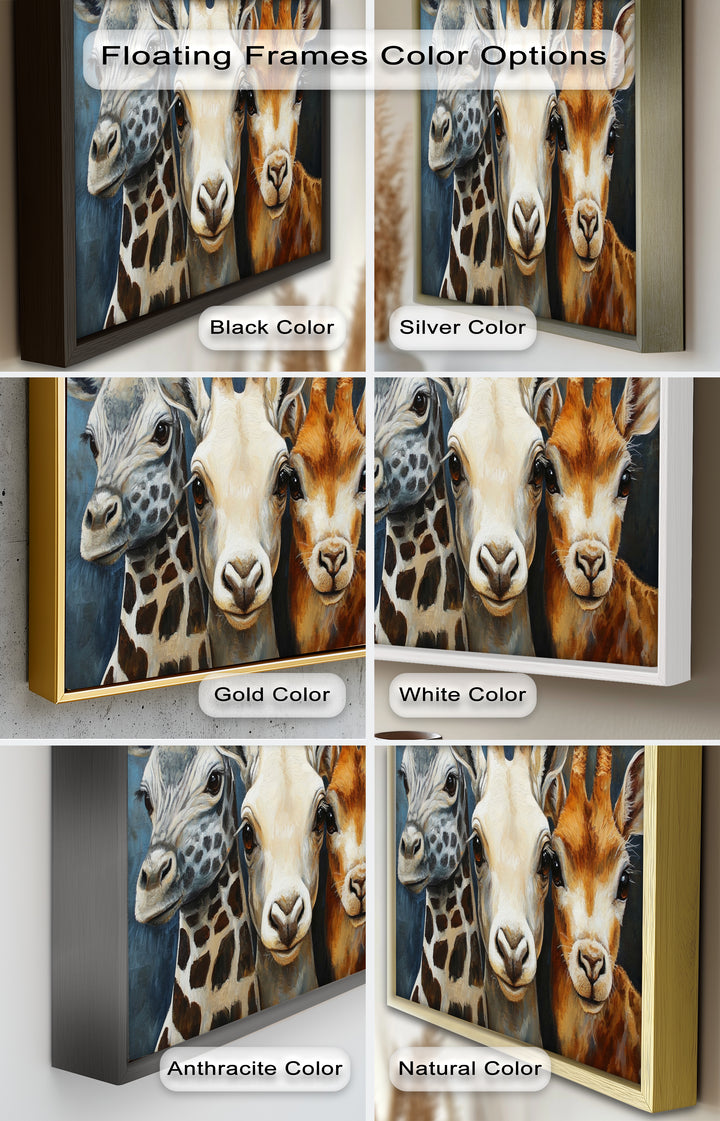 Trio of Giraffes – Animal Oil Painting
