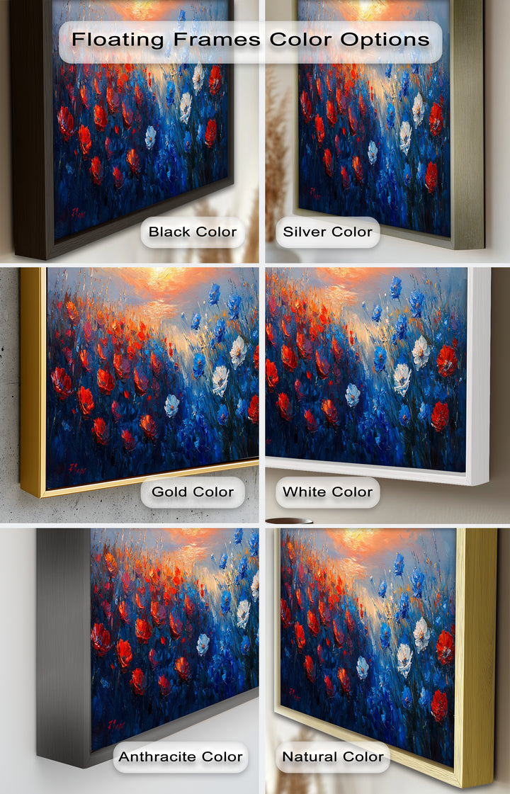 Wildflower Sunset Symphony – Colorful Horizon Flower Oil Painting