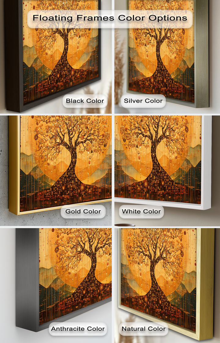 Tree of Light – Radiant Abstract Golden Tree Oil Painting