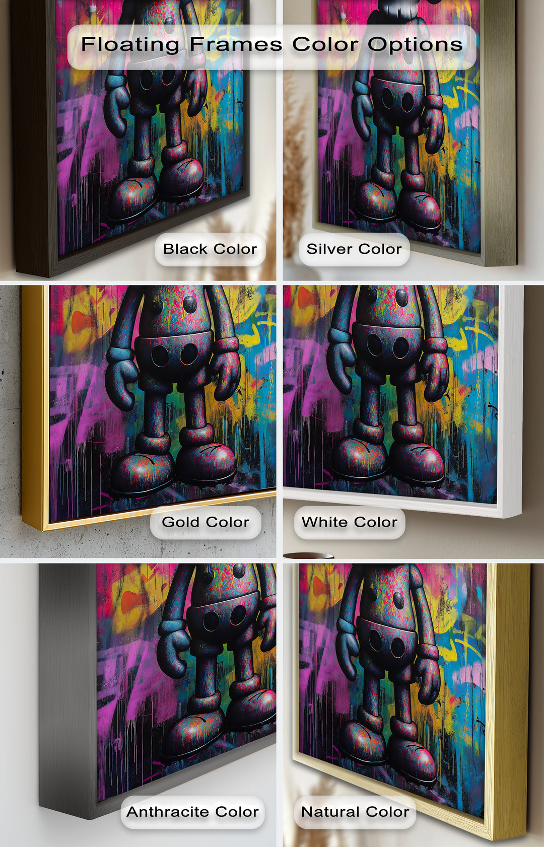 Neon Skull Companion – Mehrfarbiges KAWS-Ölgemälde