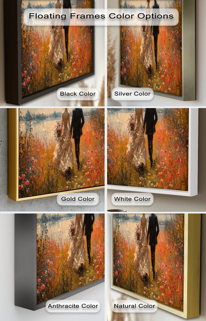 A Walk to Remember – Impressionist Couple in Blooming Field Oil Painting