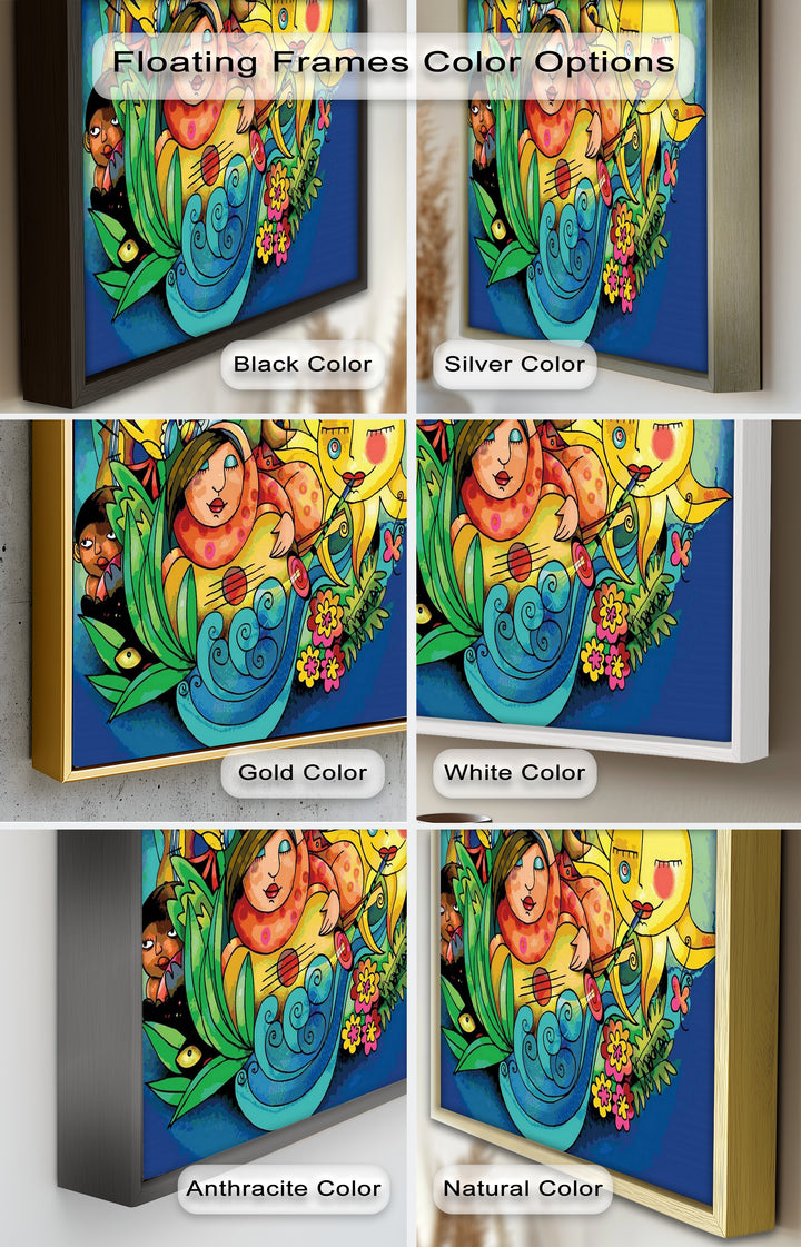 Colorful Surreal Art Print – Sunshine Framed Oil Painting