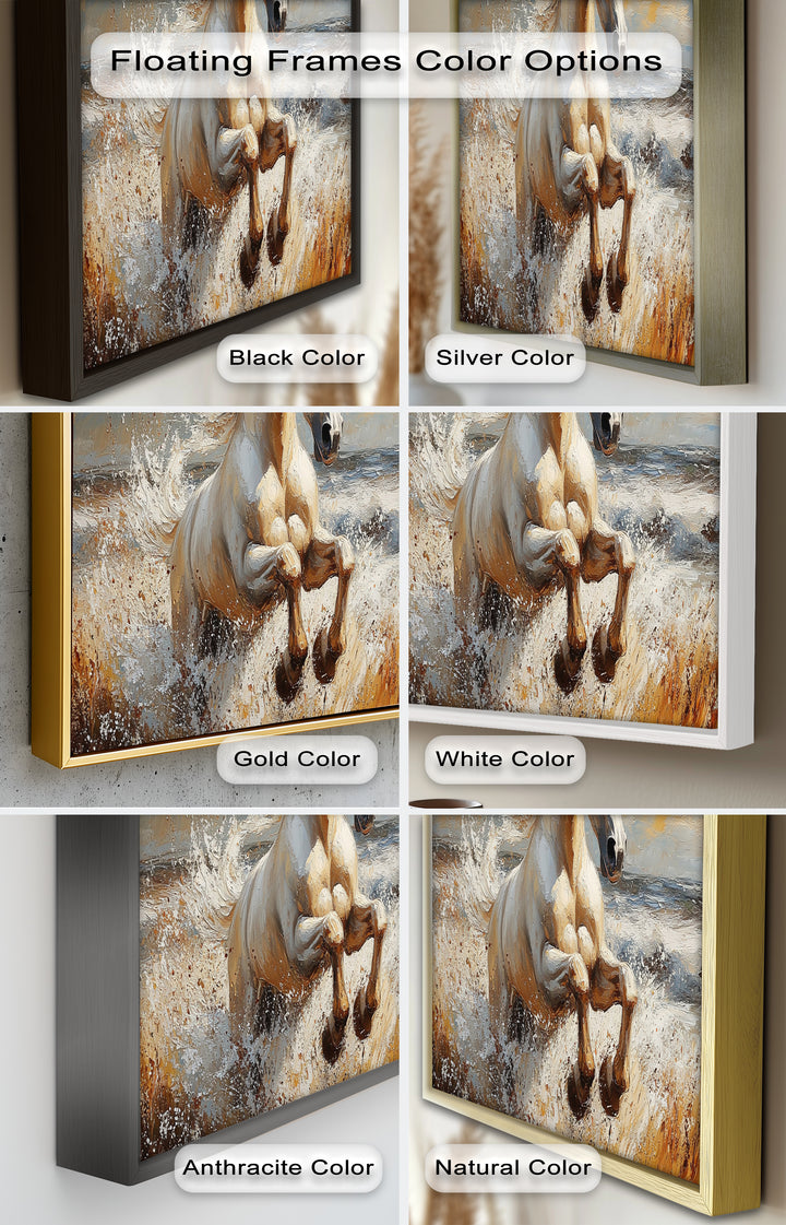 White Horse Art – Gerahmtes Ölgemälde mit Pferd