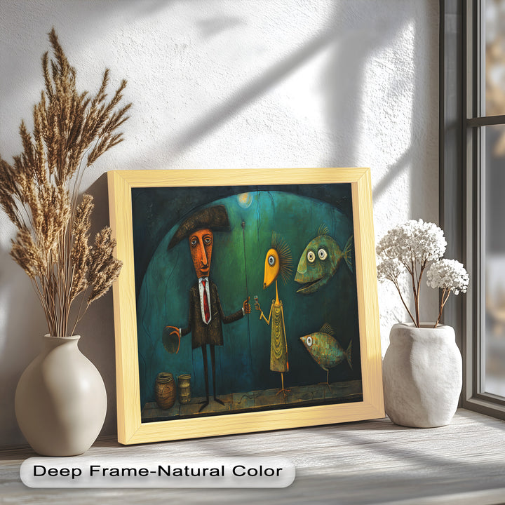 Moonlight Toast – Whimsical Surrealist Underwater Picasso Oil Painting