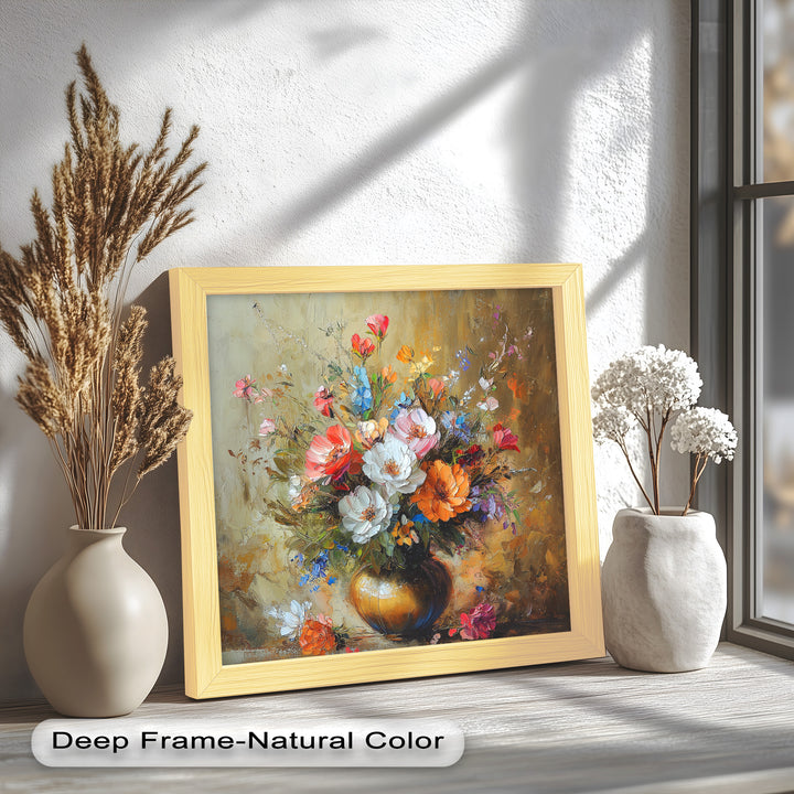 Radiant Bloom – Colorful Floral Oil Painting