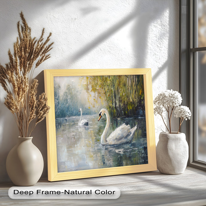 Swans on the Lake – Animal Oil Painting