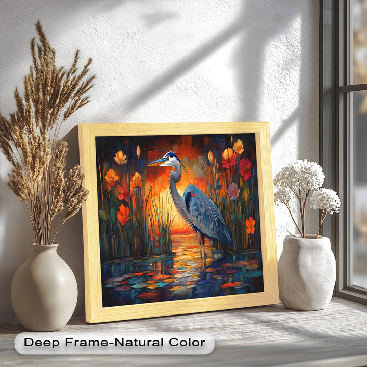 Heron at Sunset  – Animal Oil Painting