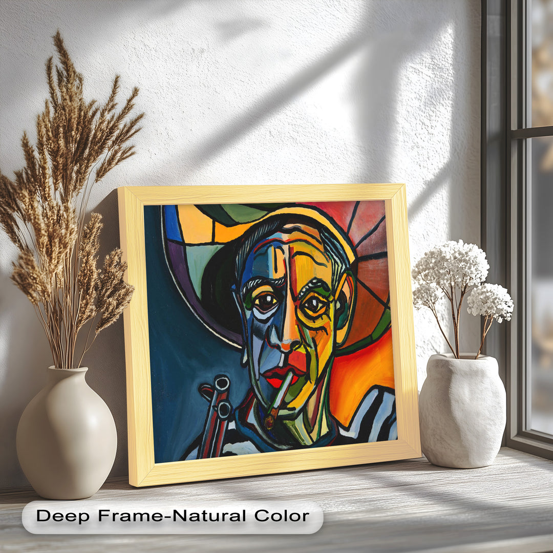 Rebel's Gaze – Bold Cubist Portrait Picasso Oil Painting