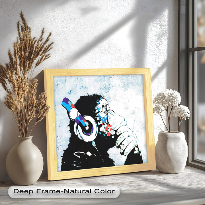 Contemplative Chimp with Headphone – Banksy Oil Painting