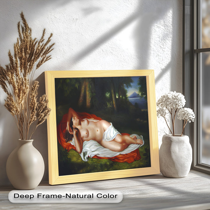 Goddess of the Grove – Renaissance Nude Reclining in Nature Oil Painting