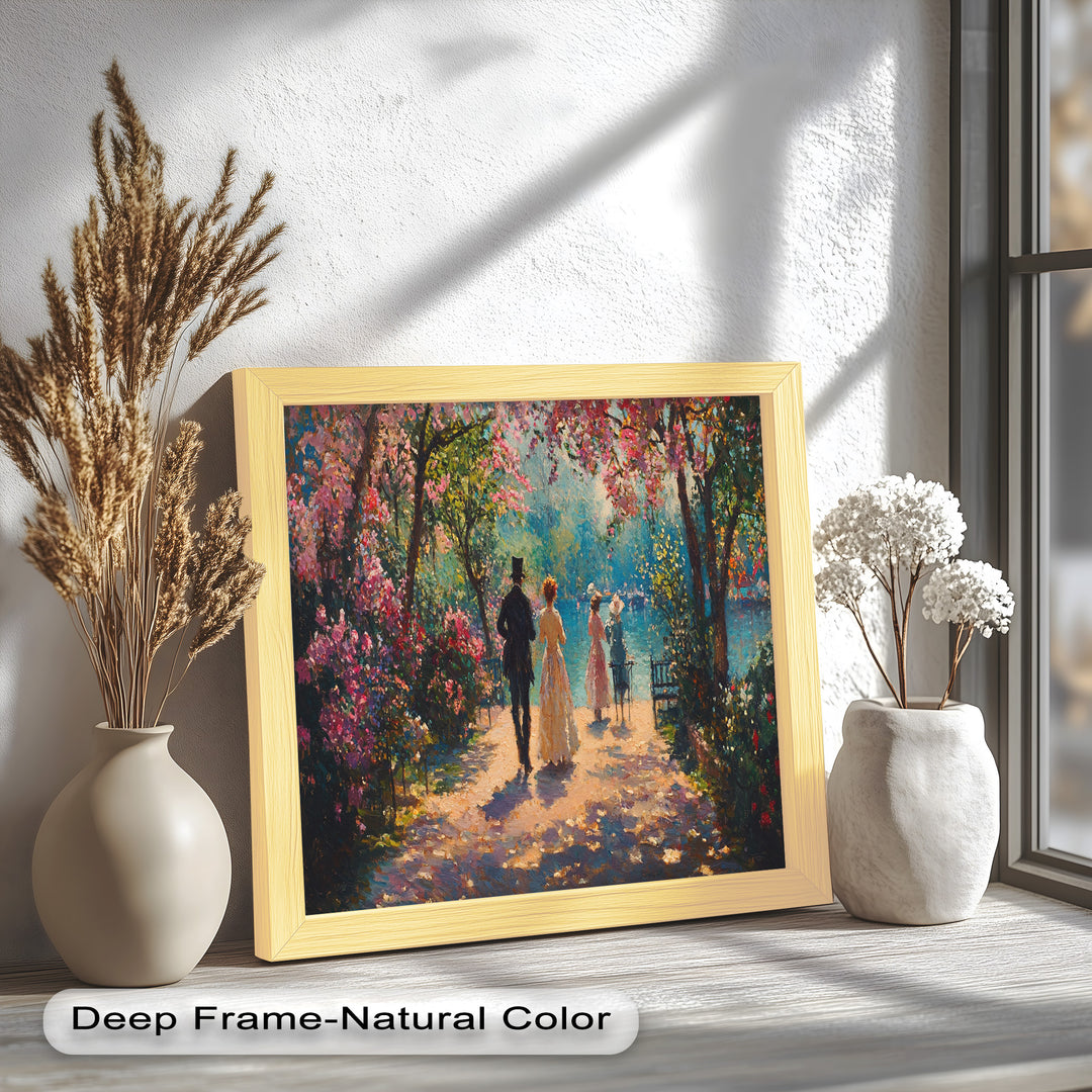 Springtime Promenade – Romantic Garden Path Impressionist Oil Painting