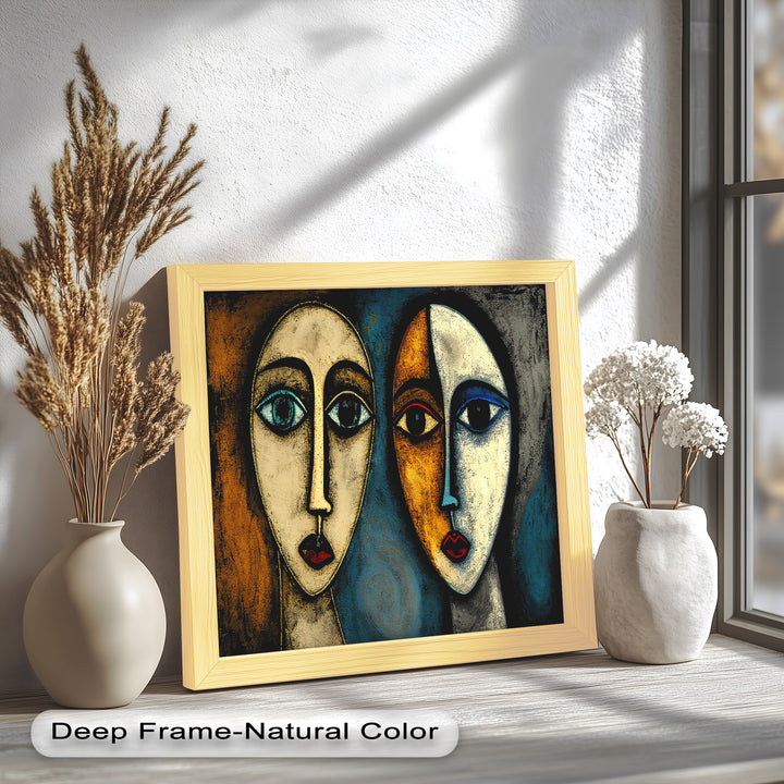 Duality of Gaze – Abstract Expressionist Portrait Picasso Oil Painting