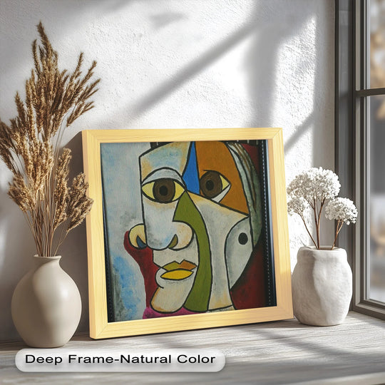 Shifting lines and planes capture the sense of movement in this fragmented persona, a striking oil painting reproduction print in a geometric abstract Picasso style.