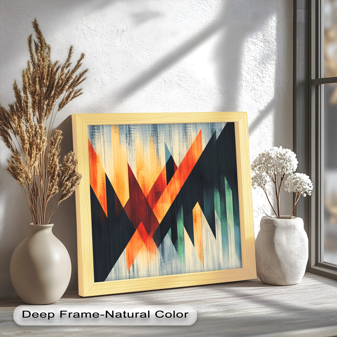 Modern Angular Lines – Bold Geometric Oil Painting
